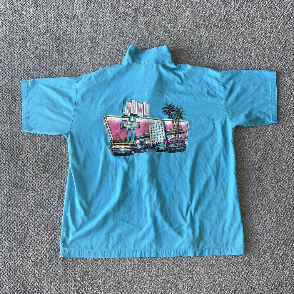 Vintage King Louie Bowling Shirt. XL, Blue‎ Button Up Short Sleeve